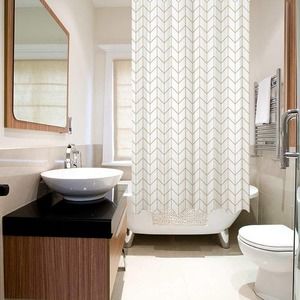 NIB Shower Curtain Mold- Mildew Resistant 71 x 71 Herringbone pattern